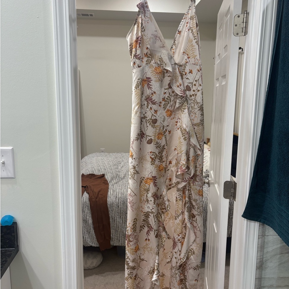Dress Forum Cream and Brown Maxi Dress